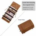 Trousse de toilette suspendue voyage organisateur de maquillage imperméable enroulable. - Kaki