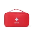 Portable red first aid bag travel emergency medical storage organizer with handle. - Red