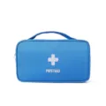 Portable blue first aid bag medical emergency storage organizer with handle and zipper. - Blue