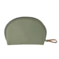 Bolsa cosmética de media luna verde oliva, estuche de maquillaje impermeable con zip. - Verde Oscuro