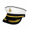 Herren Marine Stil Kapitän Mütze mit Gold Stickerei Anker und Schriftzug für Kostüm. - Stil 10