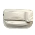 Car seat organizer gap filler with phone and cup holder for auto interior storage. - Passenger Side One Piece / Beige