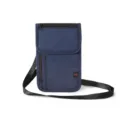 Pochette de voyage passeport bleue anti RFID sécurisée avec bandoulière noire réglable. - Taille Unique / Bleu Marine