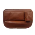 Brown car seat side organizer gap filler with cup holder, durable PU leather interior storage box. - Passenger Side One Piece / Brown