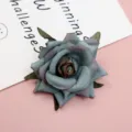 Seide künstliche Rosenblüte Kopf für Hochzeit Dekoration DIY Handwerk Fotografie Requisiten - Graublau