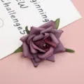 Artificial silk rose flower head for wedding decoration DIY craft photography props. - Vintage Dark Purple