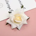 White silk artificial rose flower head for wedding decoration DIY photography props floral craft. - White