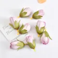 Artificial flower heads purple tulip rose fake floral craft DIY wedding decor material - Light Purple