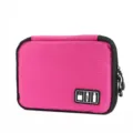 Sac de rangement numérique multifonction rose, organiseur portable pour câbles et batteries. - Rose rouge
