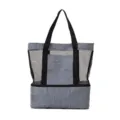 Large grey mesh beach bag with insulated cooler bottom compartment and durable black handles. - Thickened No-Logo Grey