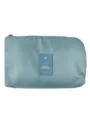 Bolsa de almacenamiento de viaje azul claro con cremallera y parche frontal, duradera. - Azul cielo