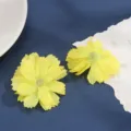 Yellow artificial flower head closeup, multi-layer silk flower for DIY crafts and wedding decor. - Style 8