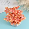 Artificial orange hydrangea flower head potted plant, ideal for photography props and decor. - Style 1