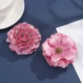 Artificial fabric peony flowers detail, satin chiffon burnt edge floral apparel hat decor. - 23# Yellow