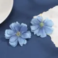 Artificial blue silk flower heads, multi-layer diy floral accessories for wedding decor. - Style 11
