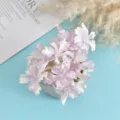 Detail shot of artificial purple and white hydrangea flower head potted decoration, closeup view. - Style 6