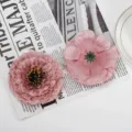Detailed view of pink artificial silk chrysanthemum flowers for home decor and window display. - Style 7