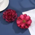 Artificial silk satin peony flowers, burnt edge fabric flower for hair accessories apparel. - 17#