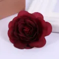 Dark red fabric camellia flower head close up, artificial floral decor detail shot - Style 5