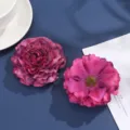 Close-up detail of artificial fabric peony flower with burnt edges for DIY hair accessories. - 15#