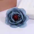 Blue artificial rose flower head detail shot for home decor, wedding props and floral crafts. - Style 15