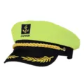 Gorra de capitán verde neón y negro con bordado dorado para fiestas en yate y marinero. - Gorros de marinero verdes