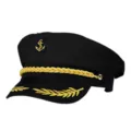 Gorra de capitán negra con bordado dorado de ancla, ideal para fiestas y disfraces. - Gorra de Marinero Negra
