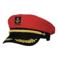 Gorra de Capitán Roja Yate Marinero Disfraz Adulto Cosplay Sombrero Marina Bordado Dorado - Gorra de Marinero Roja