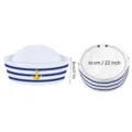 Sombrero de marinero blanco con rayas azules y ancla dorada, circunferencia 58cm y altura 8cm. - Rayas azules y blancas (talla 58)