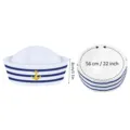 Sombrero de marinero blanco con rayas azules y ancla dorada para fiestas de disfraces. - Rayas azules y blancas (56 cm)