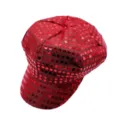 Gorra octagonal roja con lentejuelas retro baker boy sombrero disco fiesta accesorio - Lentejuelas Rojas