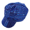 Gorra de panadero con lentejuelas azules retro disco accesorio de disfraz de fiesta. - Lentejuela Azul