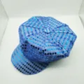 Gorra octagonal de lentejuelas azules disco años 70 80 retro sombrero accesorio Halloween - Blanco Azul
