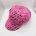 Gorra de periódico con lentejuelas rosas, gorro de disfraz disco años 70 80, sombrero retro. - Rosa intenso