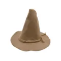 Sombrero de bruja de fieltro marrón con cuerda rústica, ideal para fiestas de Halloween. - Talla única / Blanco Roto