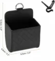 Car air vent storage bag PU leather organizer for phone keys glasses auto interior accessory - Black