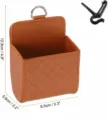 Car air vent storage bag brown leather organizer for smartphone keys and glasses with hanging clip - Tan