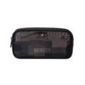 Bolsa cosmética de malla negra con diseño visible, estuche de viaje multifuncional con cremallera. - Estampado Negro Mediano