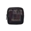 Bolsa cosmética de malla negra, organizador portátil multifuncional para maquillaje y viaje. - Estampado Negro Pequeño