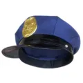 Gorro de policía azul accesorio de disfraz con insignia dorada para fiesta halloween - Talla única / Azul