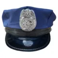 Sombrero de policía azul accesorio de disfraz mujer Halloween cosplay fiesta sombrero plano detalle - Talla única / Azul