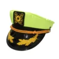Gorra de capitán amarilla neón con bordado dorado, ideal para fiestas y eventos de disfraces. - Ajustable / Verde