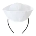 Mini sombrero de marinero blanco diadema lindo sombrero de fiesta para mascotas gatos - Ajustable / Blanco