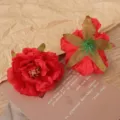 Artificial silk peony flower heads for wedding wall decoration and DIY craft props. Detail view. - Red