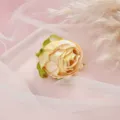 Charming artificial dahlia flower head detail, soft yellow silk floral decor for DIY craft. - Style 11