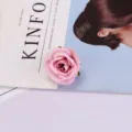 Artificial pink rose flower head fake silk rose for home wedding party decor floral props - Style 8