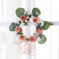 Artificial rose flower wreath door hanging holiday wedding party decoration detail - Style 2 / 15cm Rattan Ring