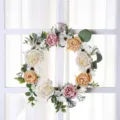 Artificial floral wreath detail, decorative rose and daisy garland hanging on window frame. - Style 1 / 30cm Rattan Ring