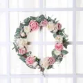 Artificial rose wreath for festival door hanging, wedding and home wall decor. - Style 2 / 30cm Rattan Ring