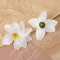 Nahaufnahme weißer künstlicher Blumenköpfe für DIY-Haaraccessoires und Hochzeitsbasteln. - Weiß